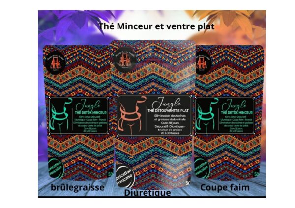 Thé - Pack trio Jungle Thé Minceur et Ventre plat Détox cure de 45 jours